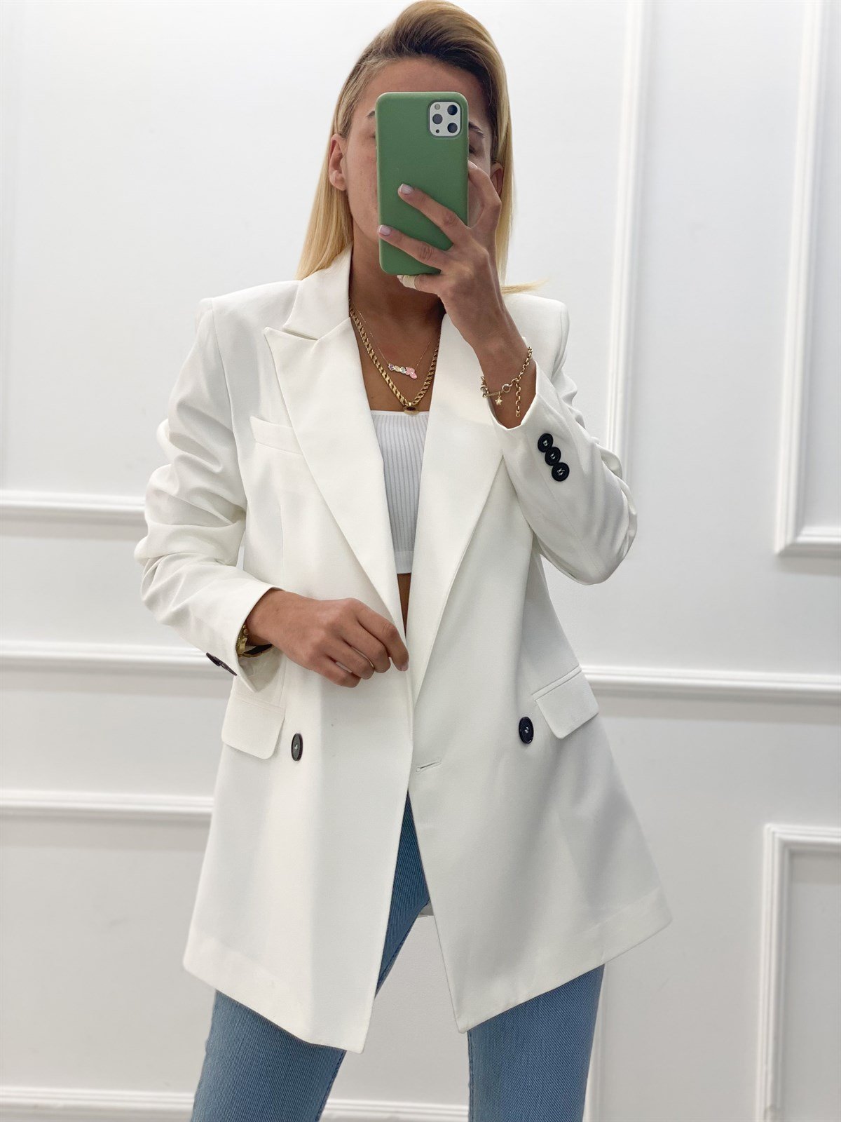 Beyaz Blazer CeketMONT/CEKET