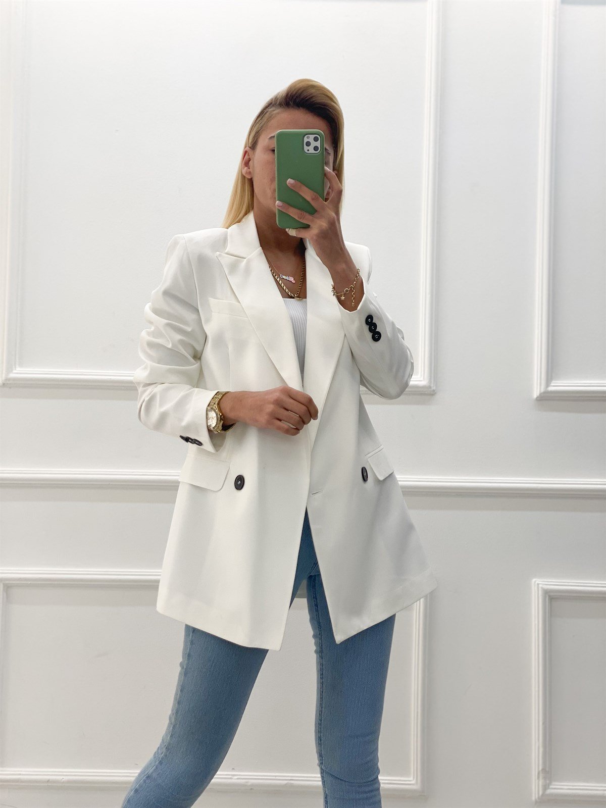 Beyaz Blazer CeketMONT/CEKET