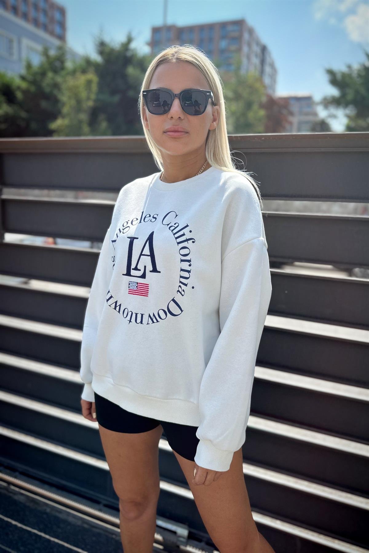 Beyaz LA SweatshirtSWEATSHİRT