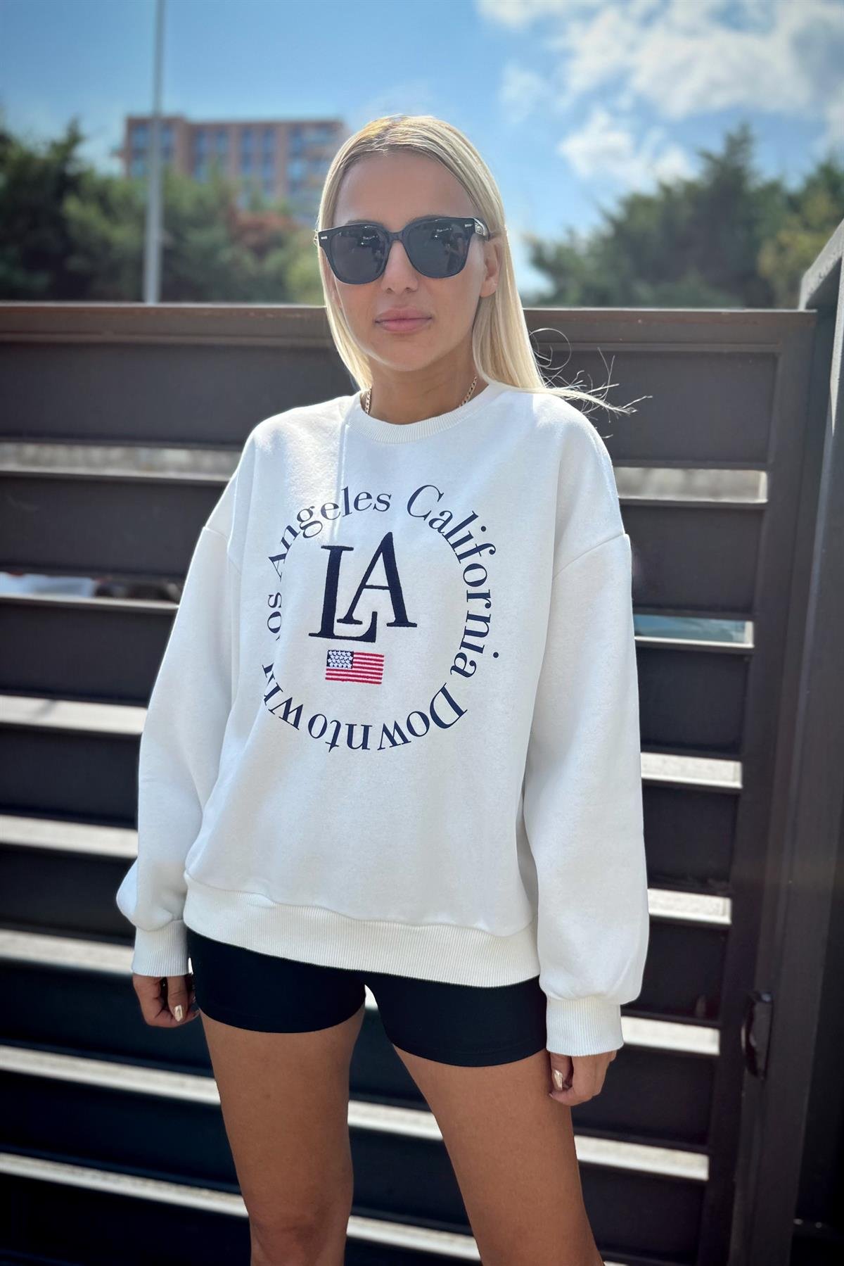 Beyaz LA SweatshirtSWEATSHİRT