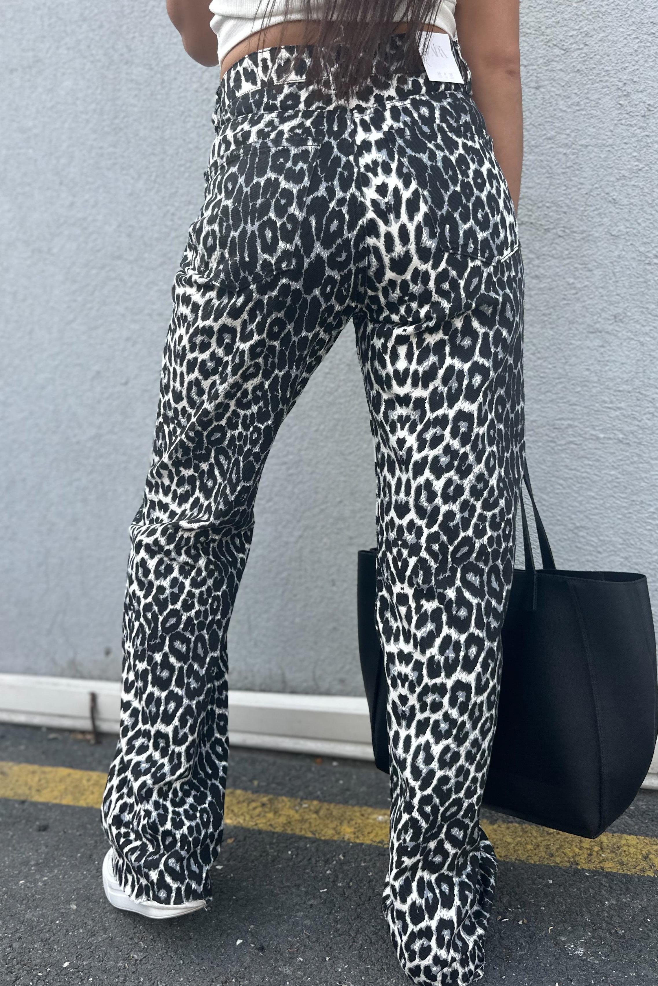 Beyaz Leopar Palazzo Denim JEAN