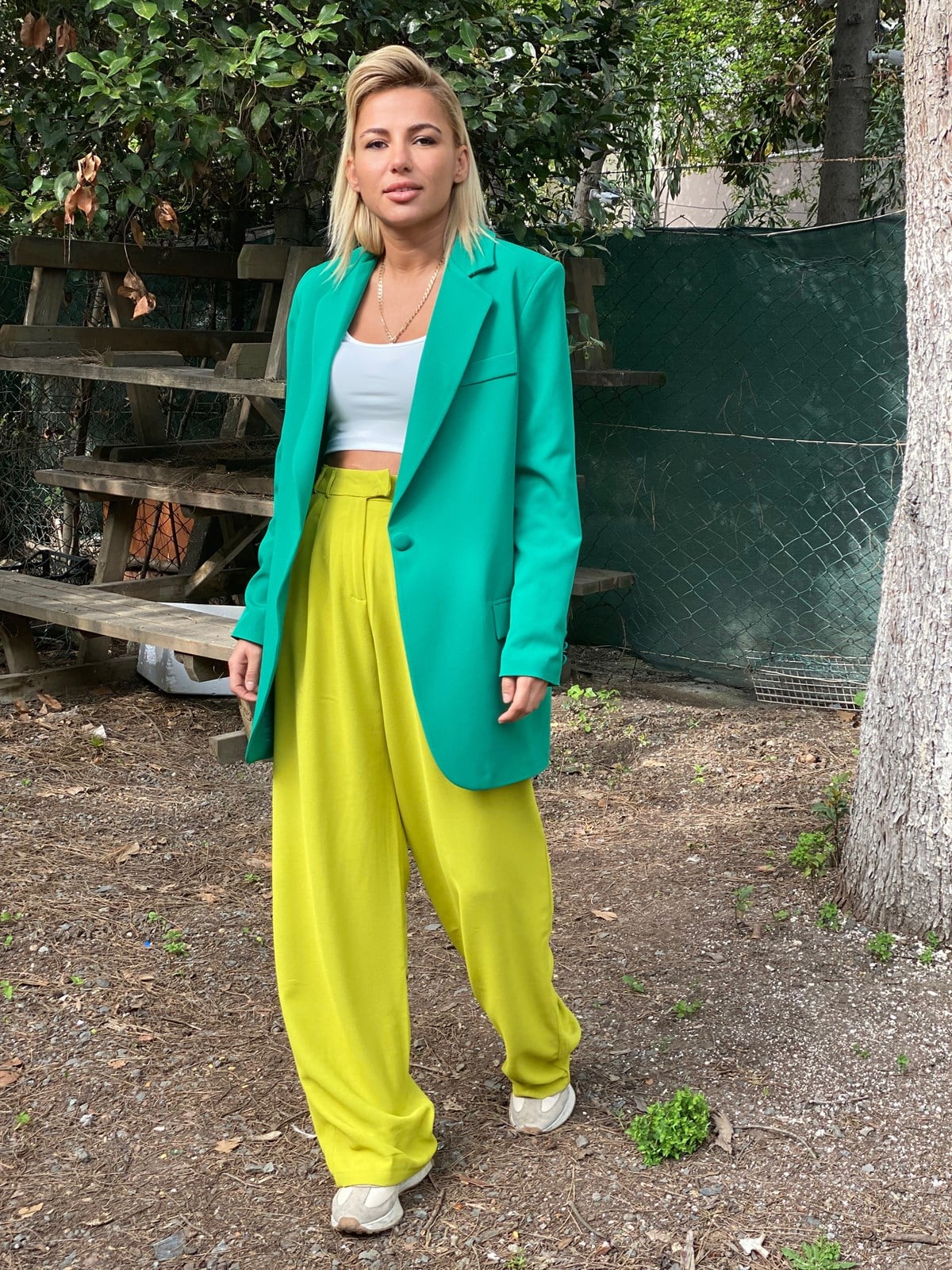 BF Kalıp Tek Düğme Yeşil Blazer CeketMONT/CEKET
