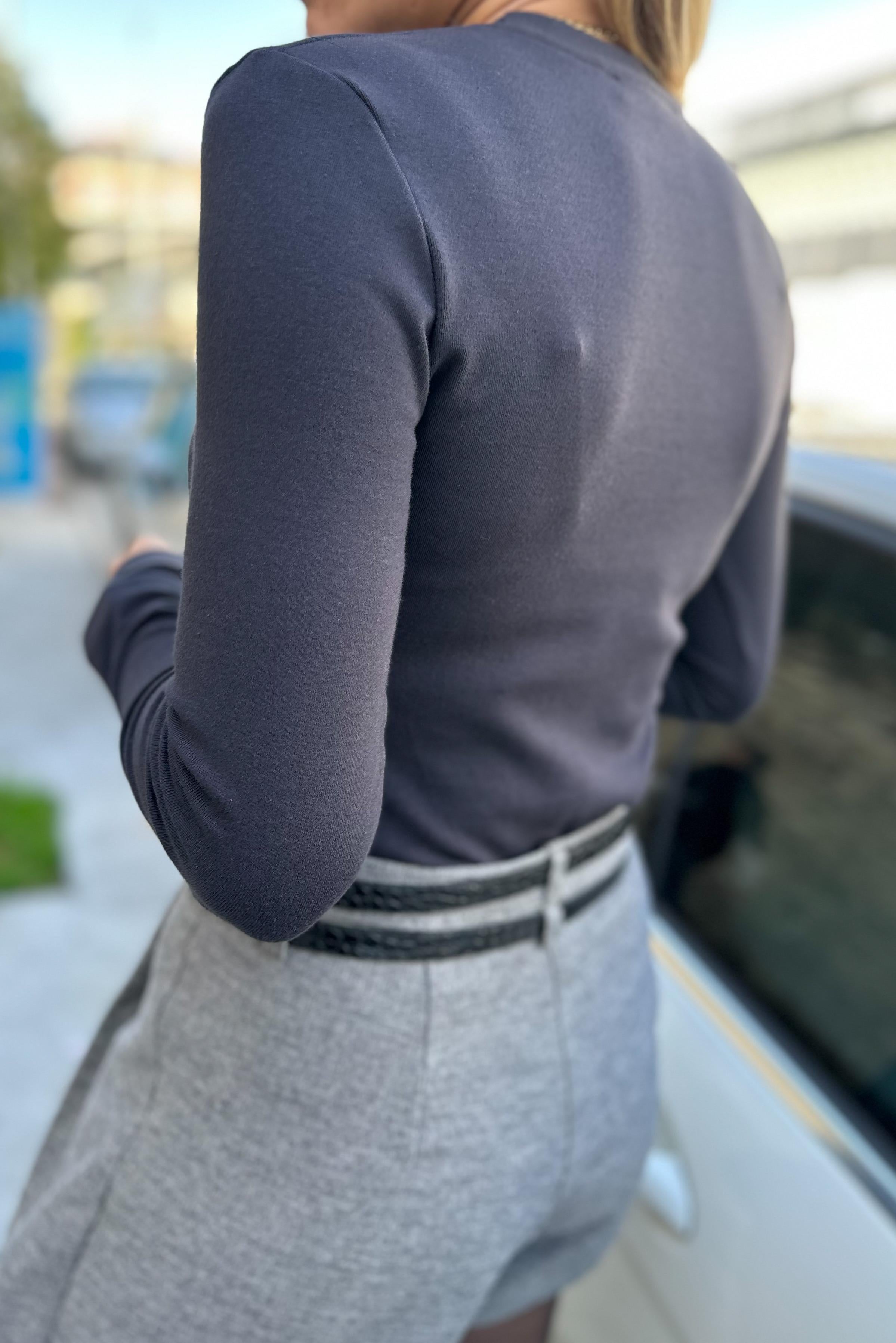 Bisiklet Yaka Antrasit Uzun Kollu BodyCROP