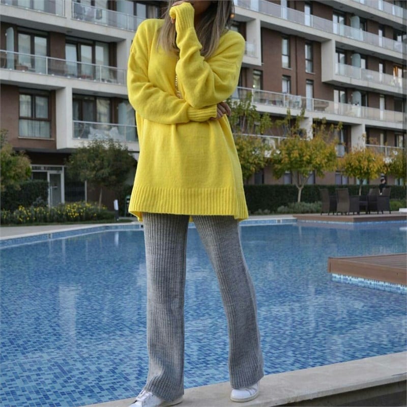 Bisiklet Yaka Oversize Triko Kazak