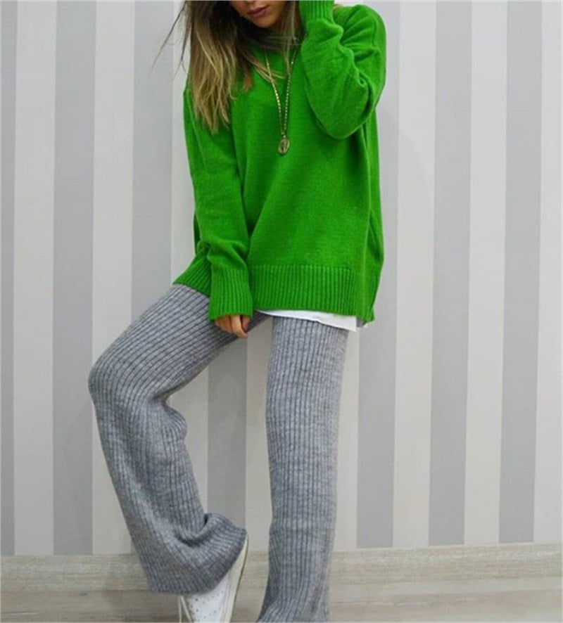 Bisiklet Yaka Oversize Triko Kazak