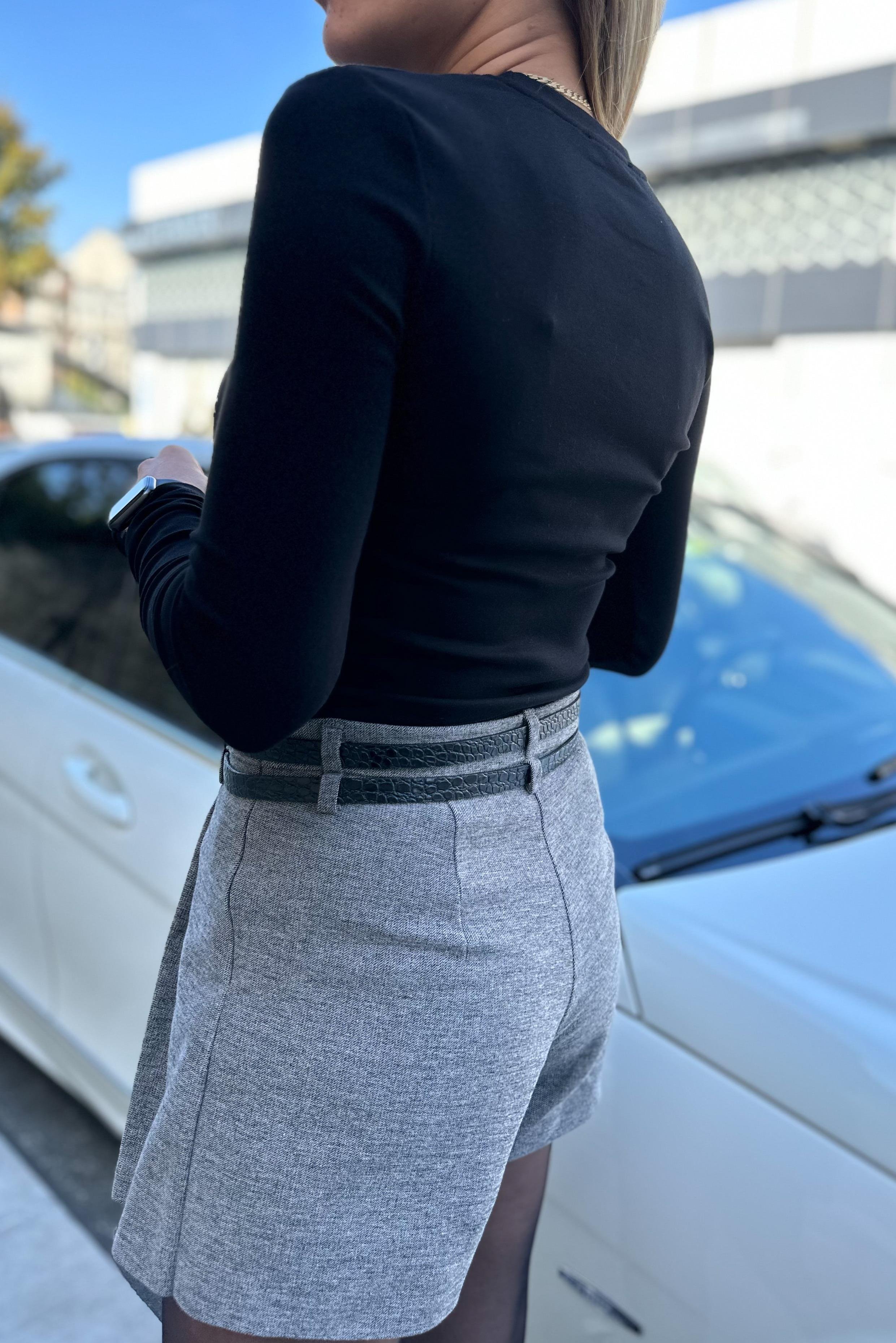 Bisiklet Yaka Siyah Uzun Kollu BodyCROP