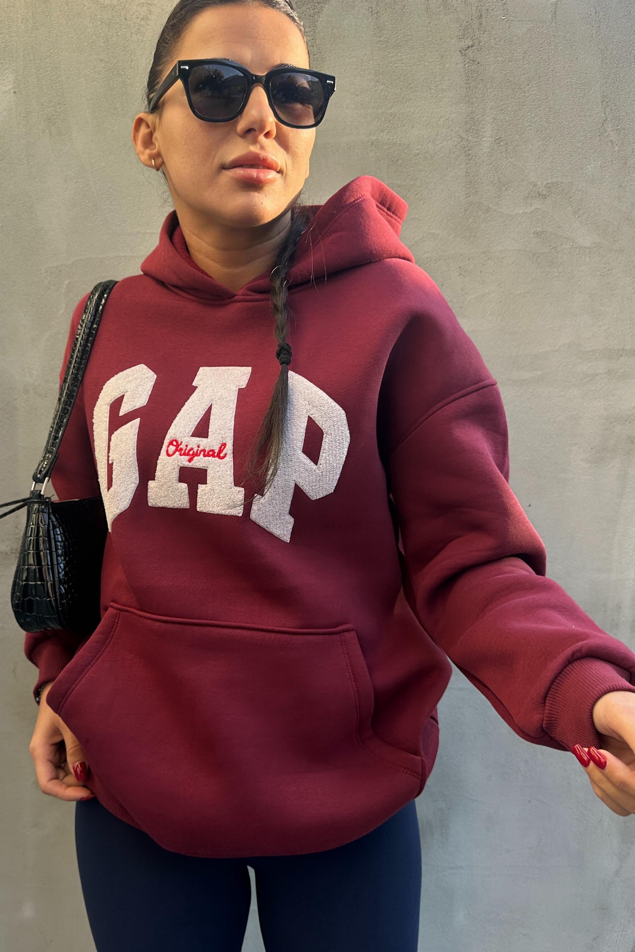 Bordo Kapüşonlu Logolu SweatshirtSWEATSHİRT