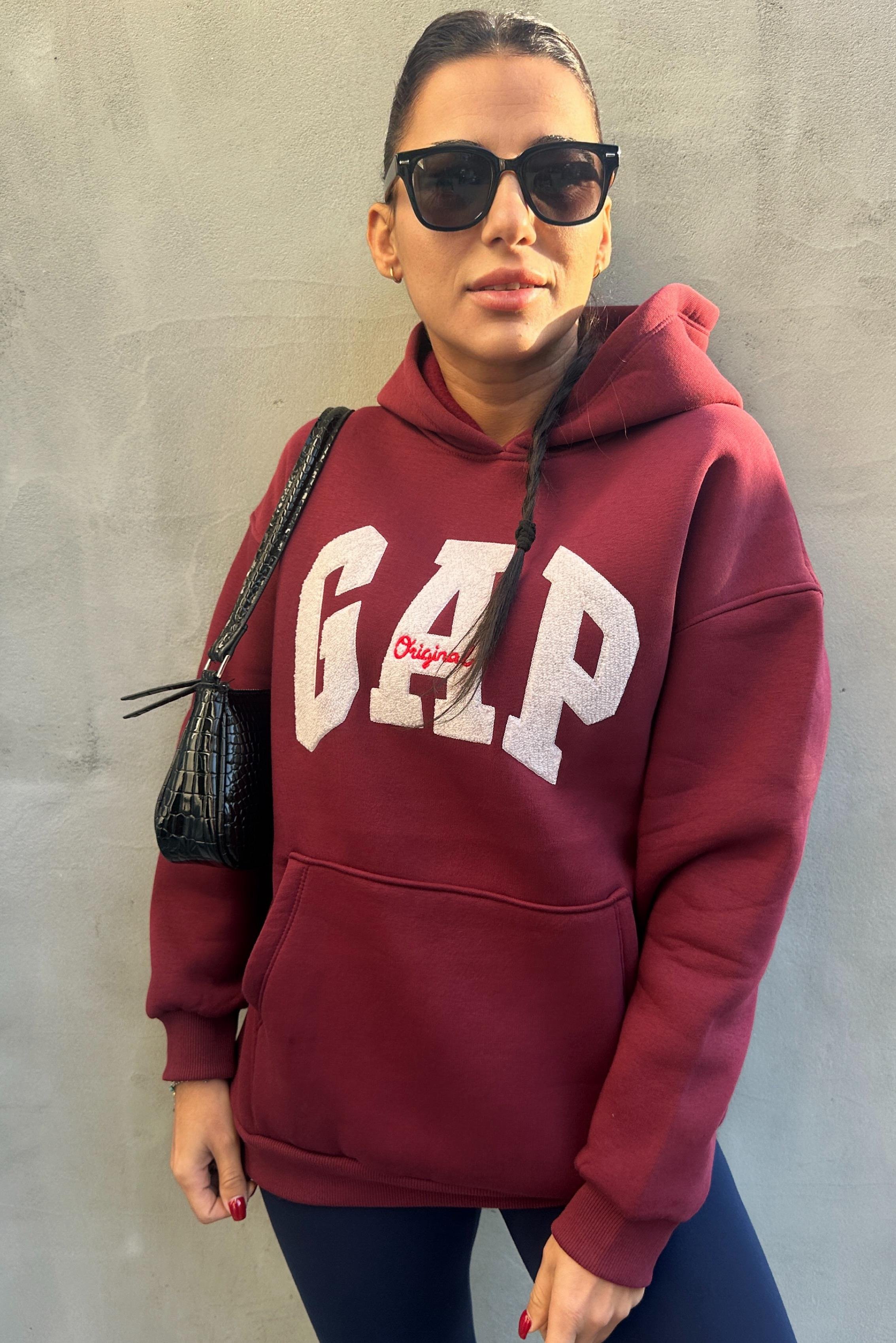 Bordo Kapüşonlu Logolu SweatshirtSWEATSHİRT