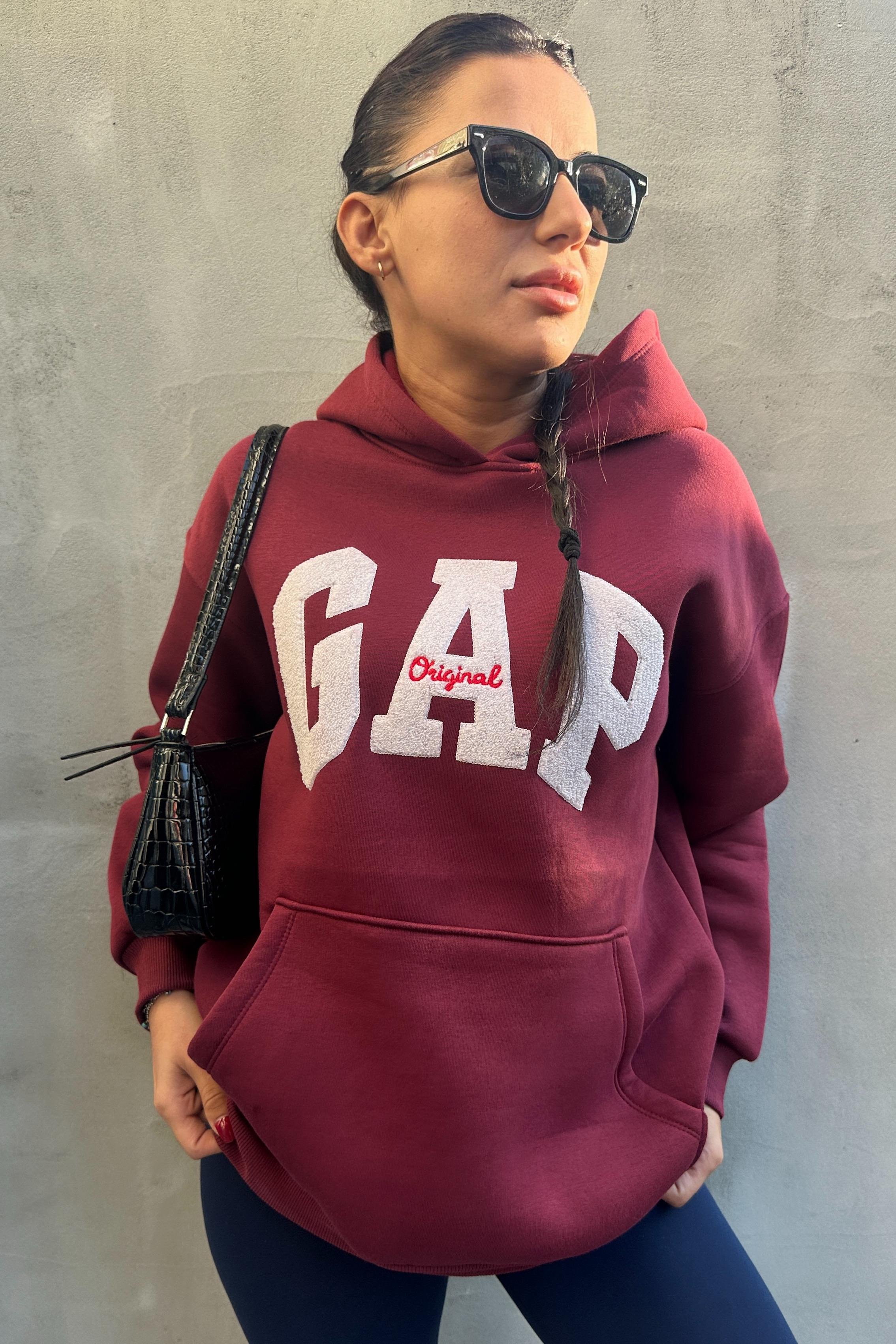 Bordo Kapüşonlu Logolu SweatshirtSWEATSHİRT
