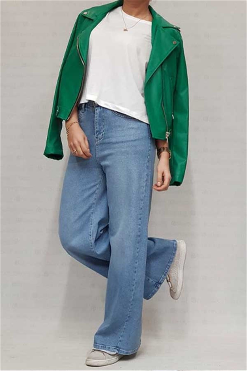 Boru Kesim Bol Paça Kot Pantalon