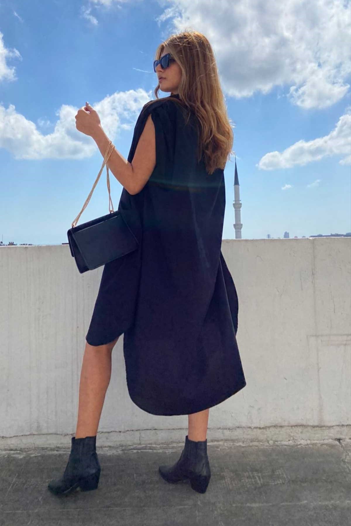 Büyük Cep Detaylı Oversize Poplin Gömlek