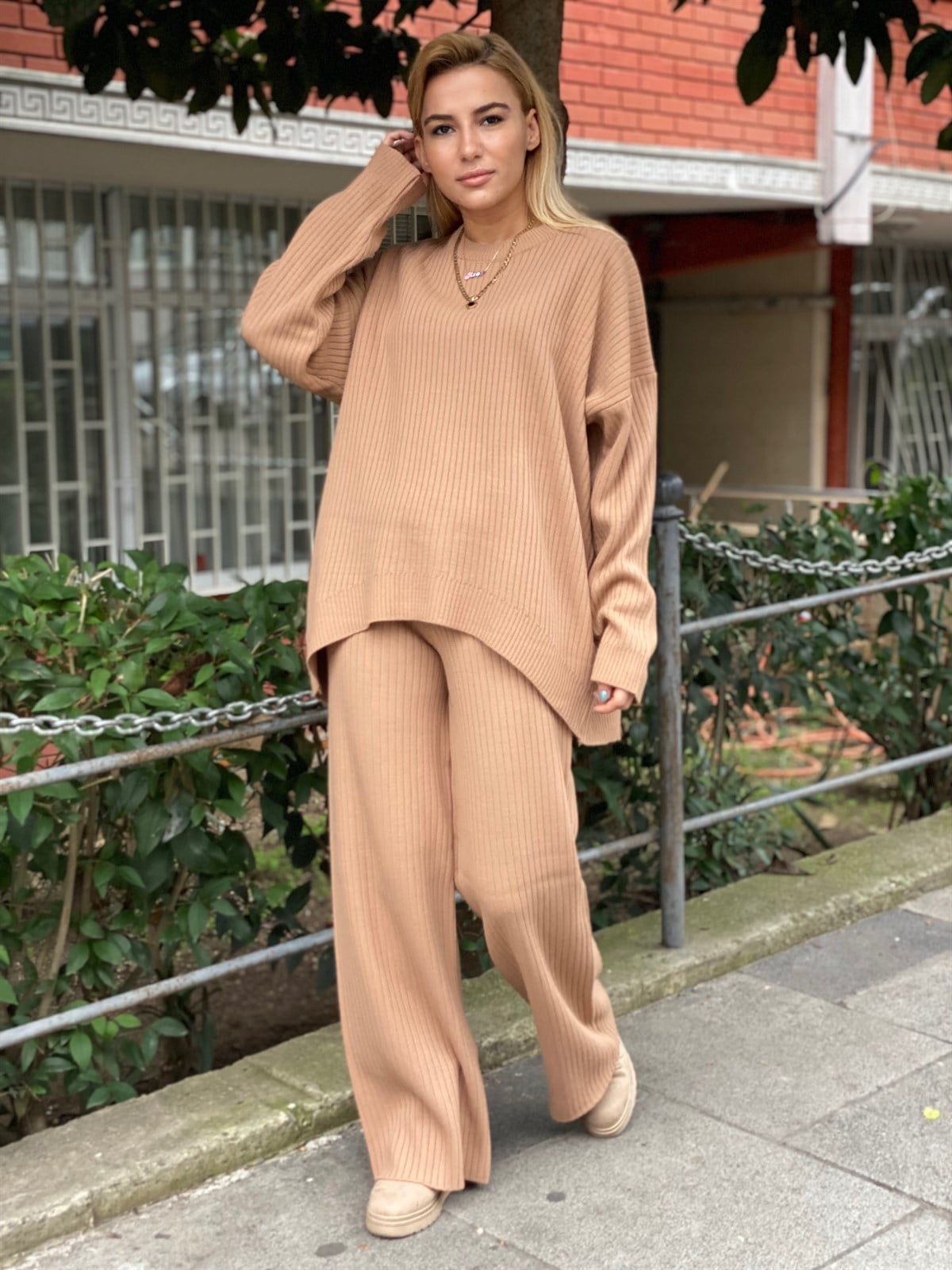 Camel Bisiklet Yaka Fitilli Triko TakımTAKIMLAR