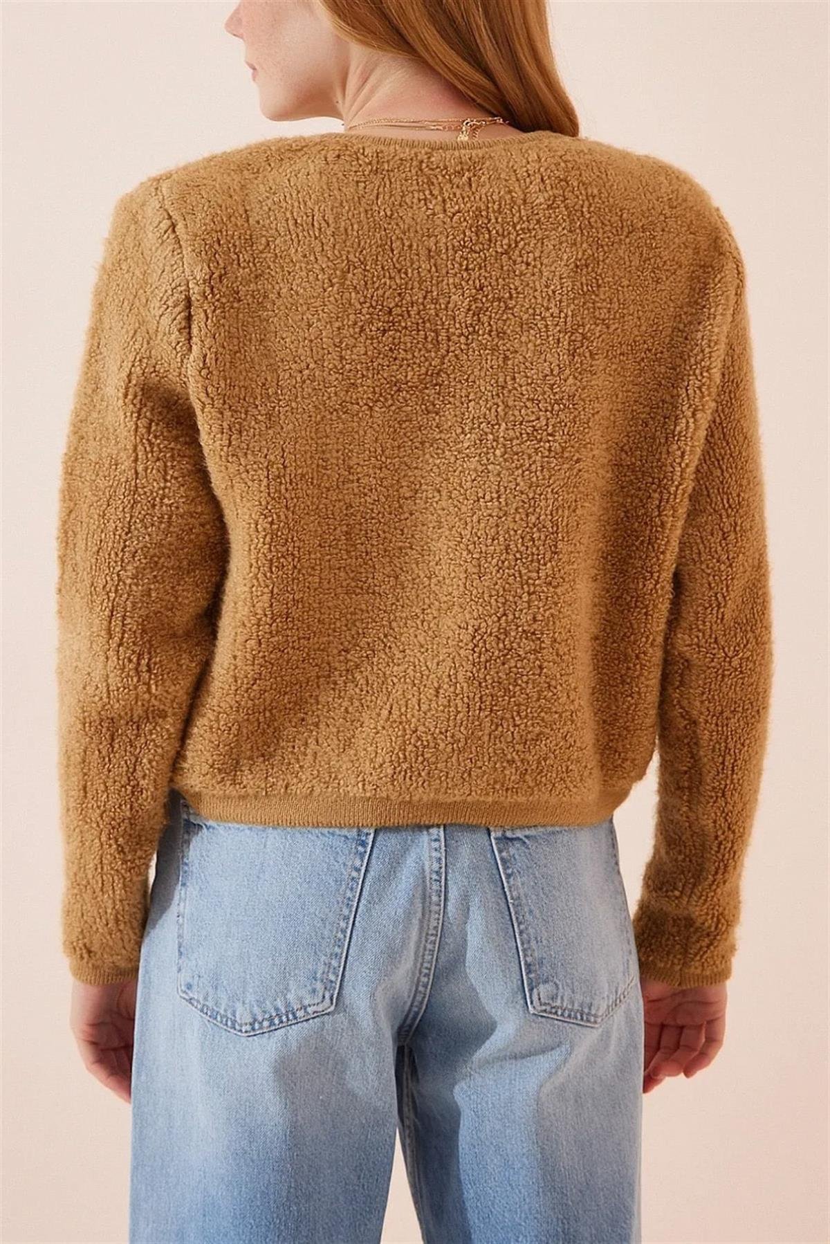 Camel Teddy Düğmeli HırkaHIRKA