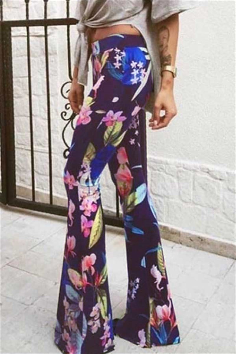 Çiçek Desenli İspanyol Pantalon