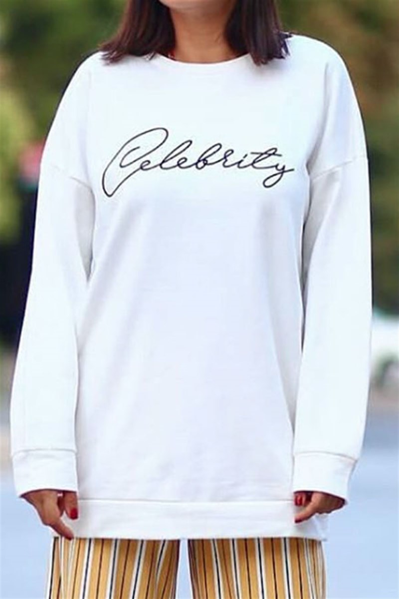 Celebrity Beyaz Sweatshirt