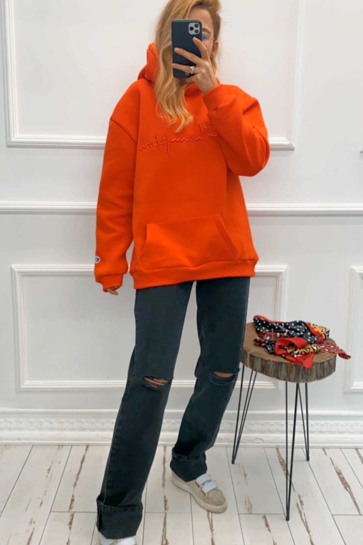 Champion Logolu Kapüşonlu Sweat