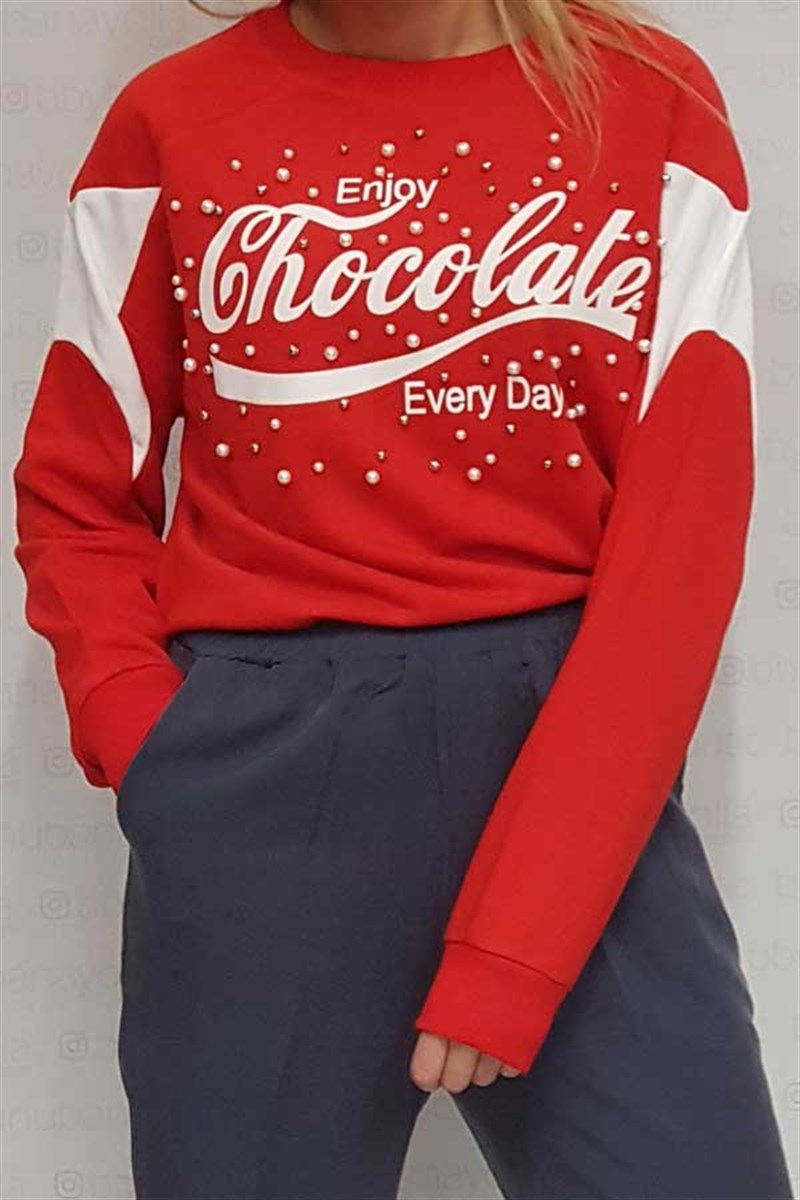 Chocolate İncili Sweatshirt