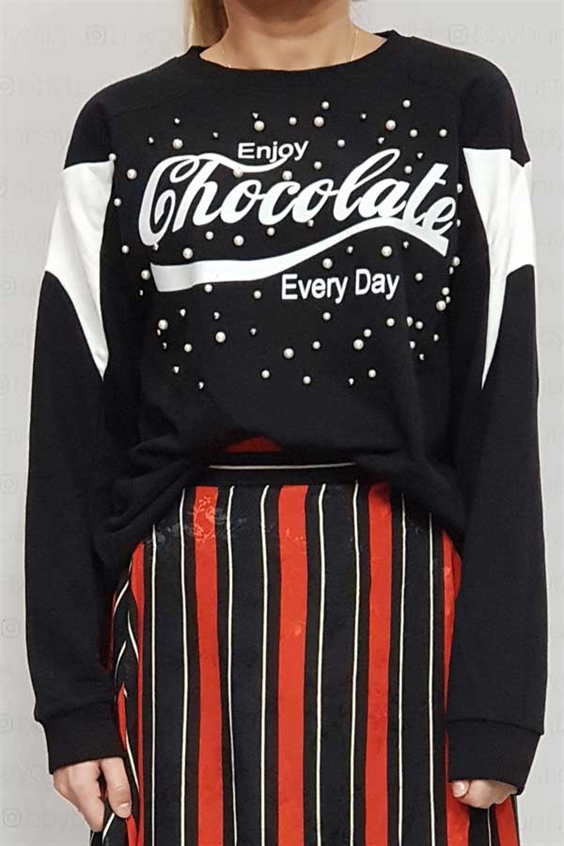 Chocolate İncili Sweatshirt