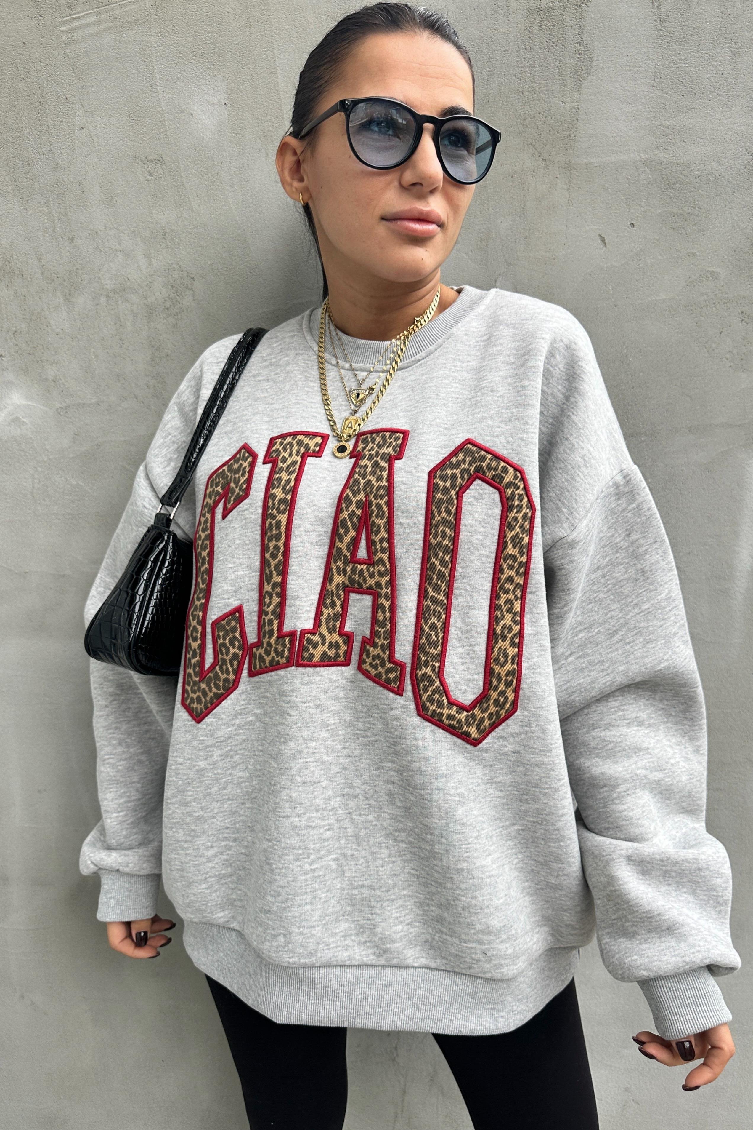 CIAO Gri Oversize SweatshirtSWEATSHİRT