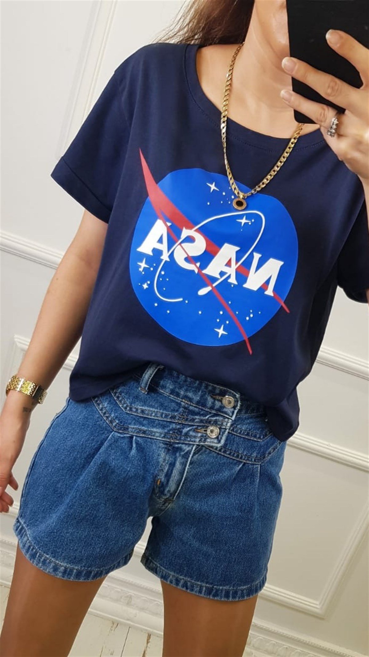 Çift Düğmeli Kort Şort