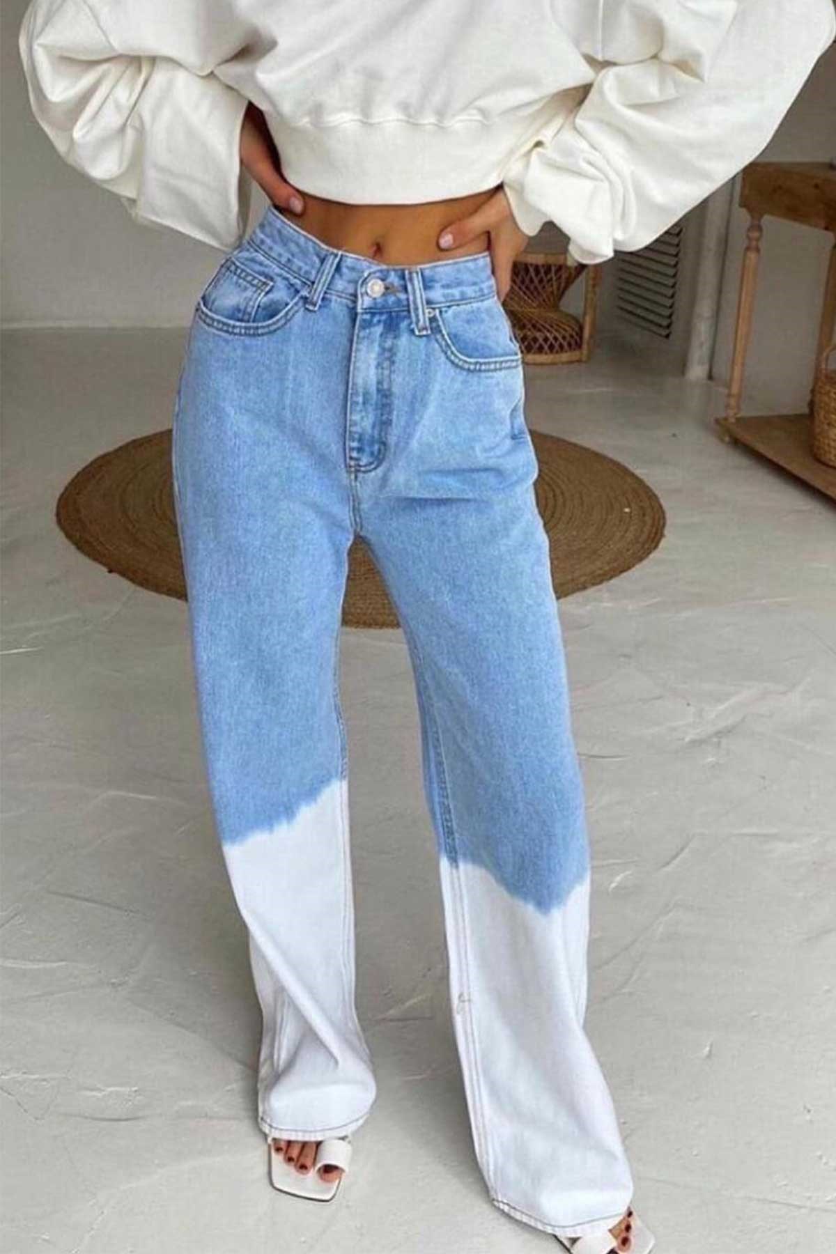 Çift Renk Düz Kesim Jean