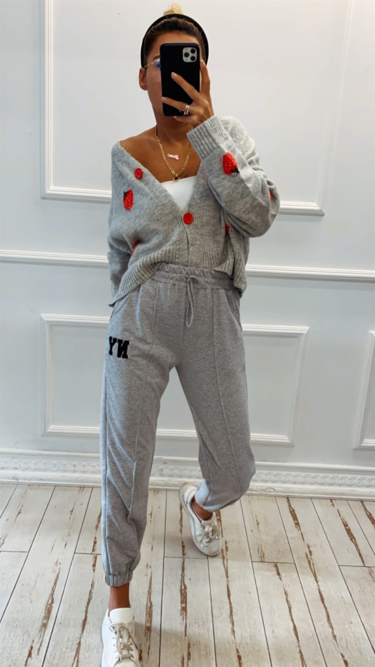 Çilek Desen Mini Hırka