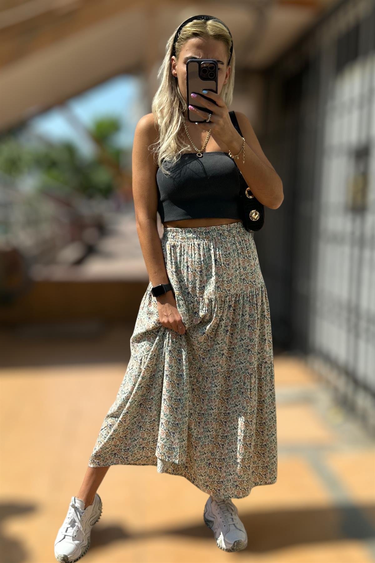 Çıtır Desen Beli Lastikli Midi EtekETEK