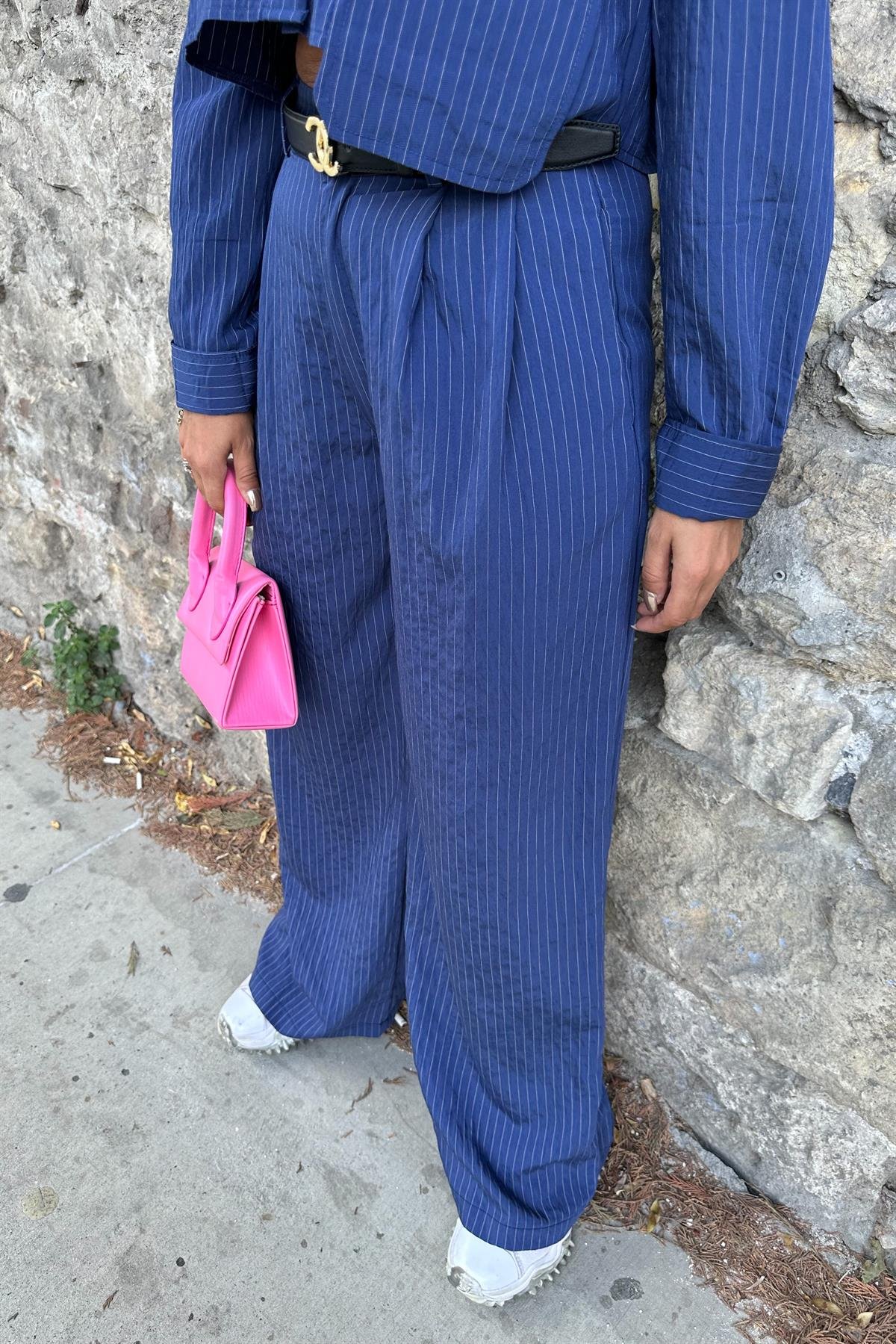 Çizgili Lacivert  PantolonPANTOLON
