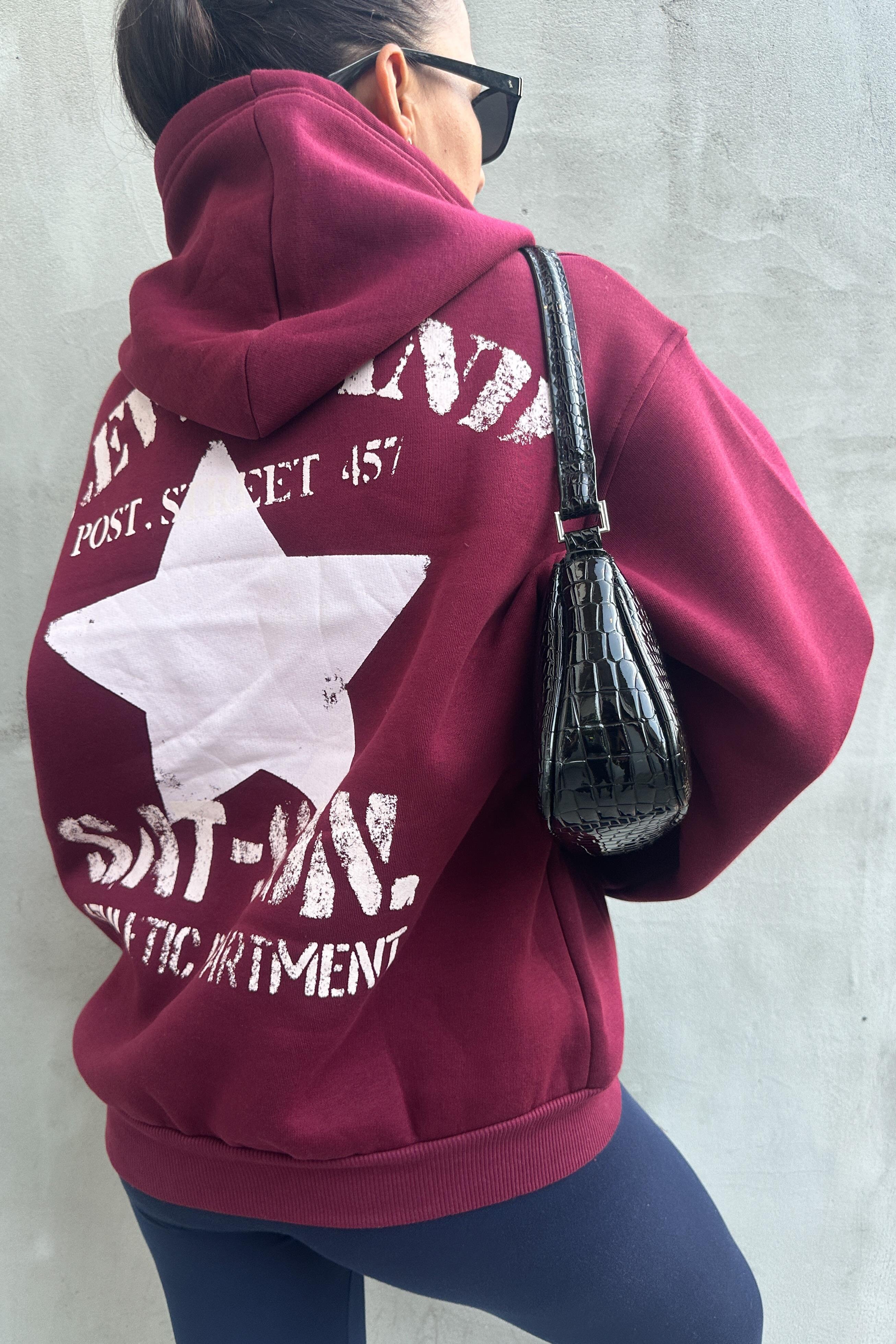 Cleveland Kapüşonlu Bordo SweatshirtSWEATSHİRT