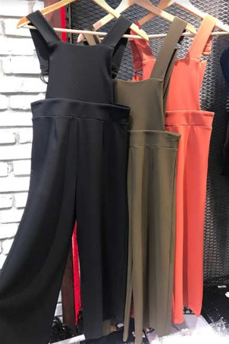 Crep Kumaş Midi Salopet