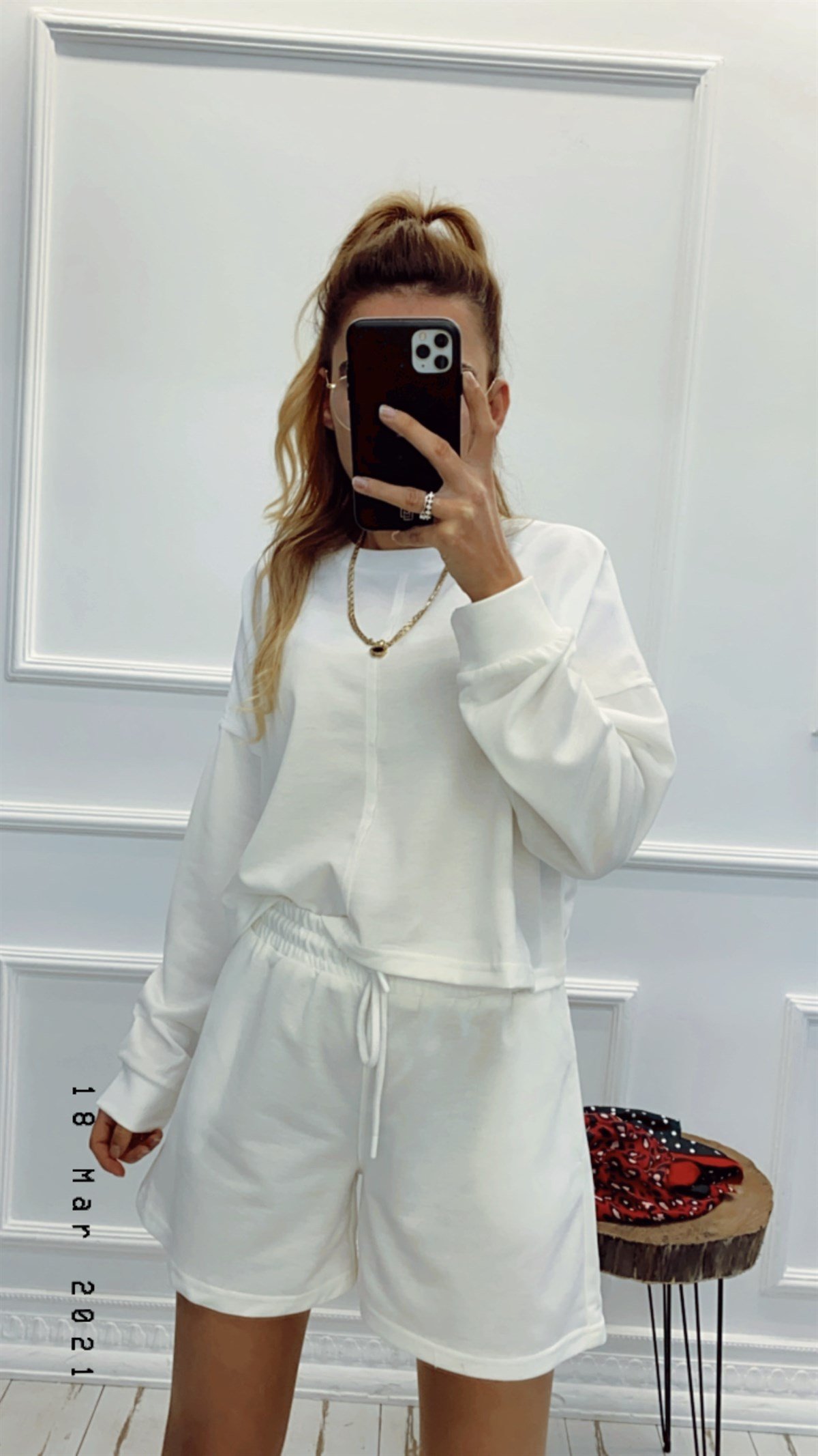 Crop Sweat Şort Takım
