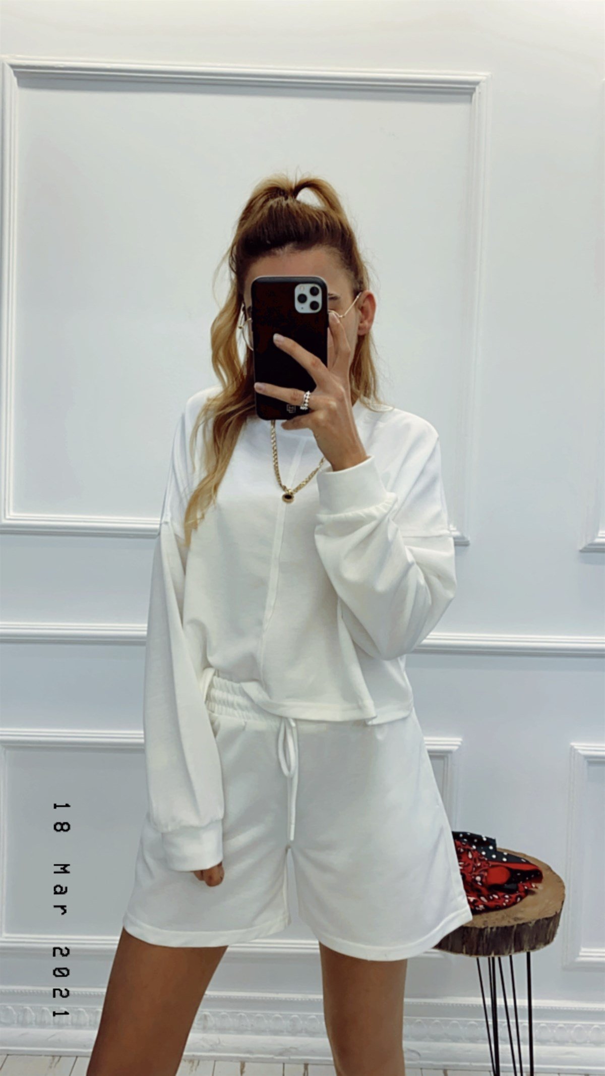 Crop Sweat Şort Takım