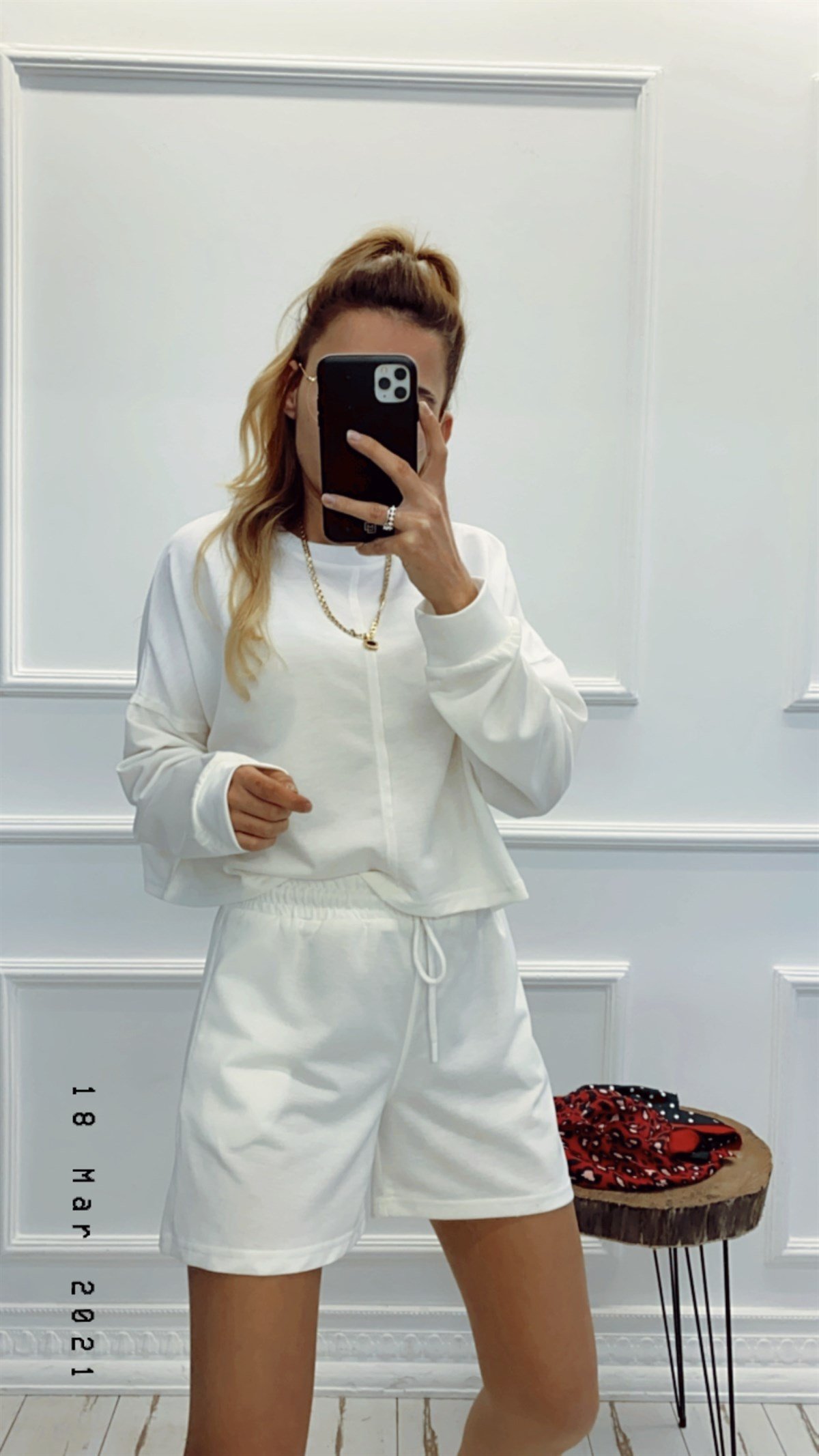 Crop Sweat Şort Takım