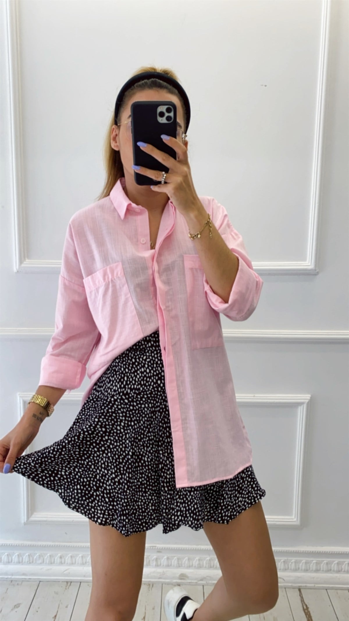 Damla Desen Siyah Şortlu Etek