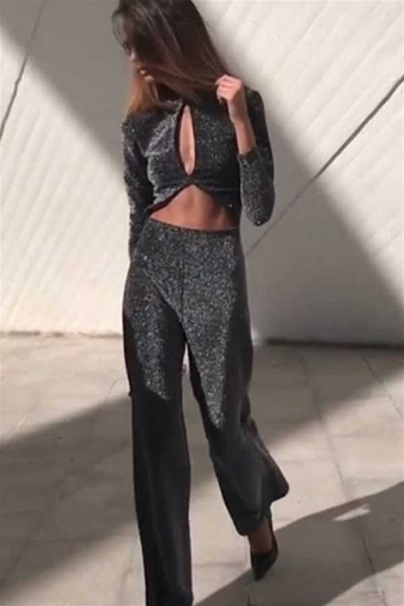 Dekolteli Simli Tulum