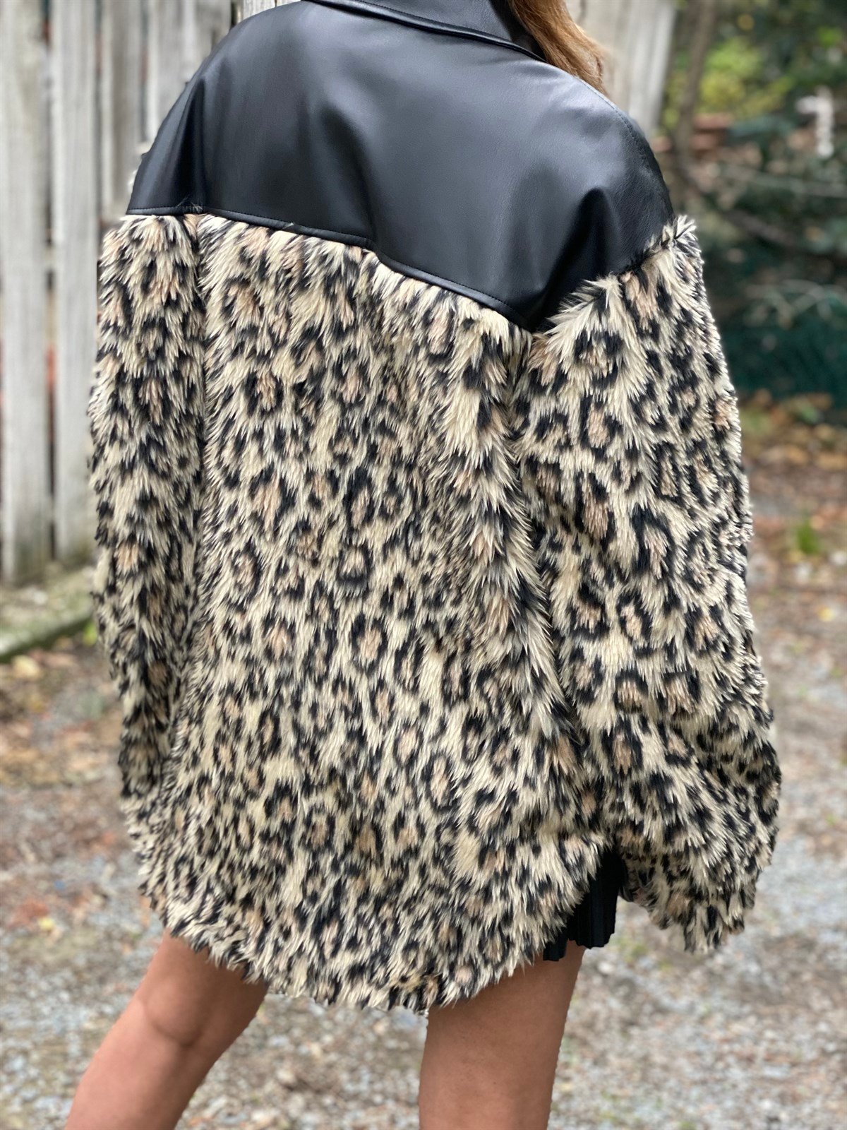 Deri Garnili Leopar Peluş MontMONT/CEKET