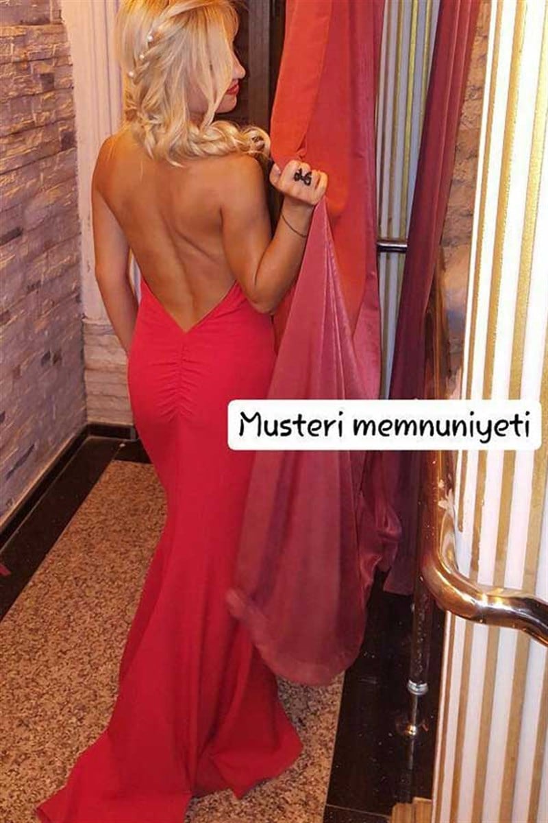 Derin Sırt Dekolteli Maxi Elbise