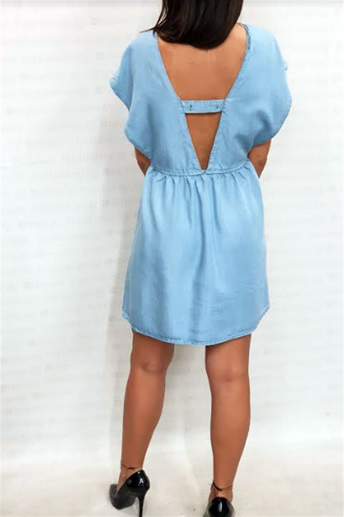 Derin V Denim Tansel Elbise