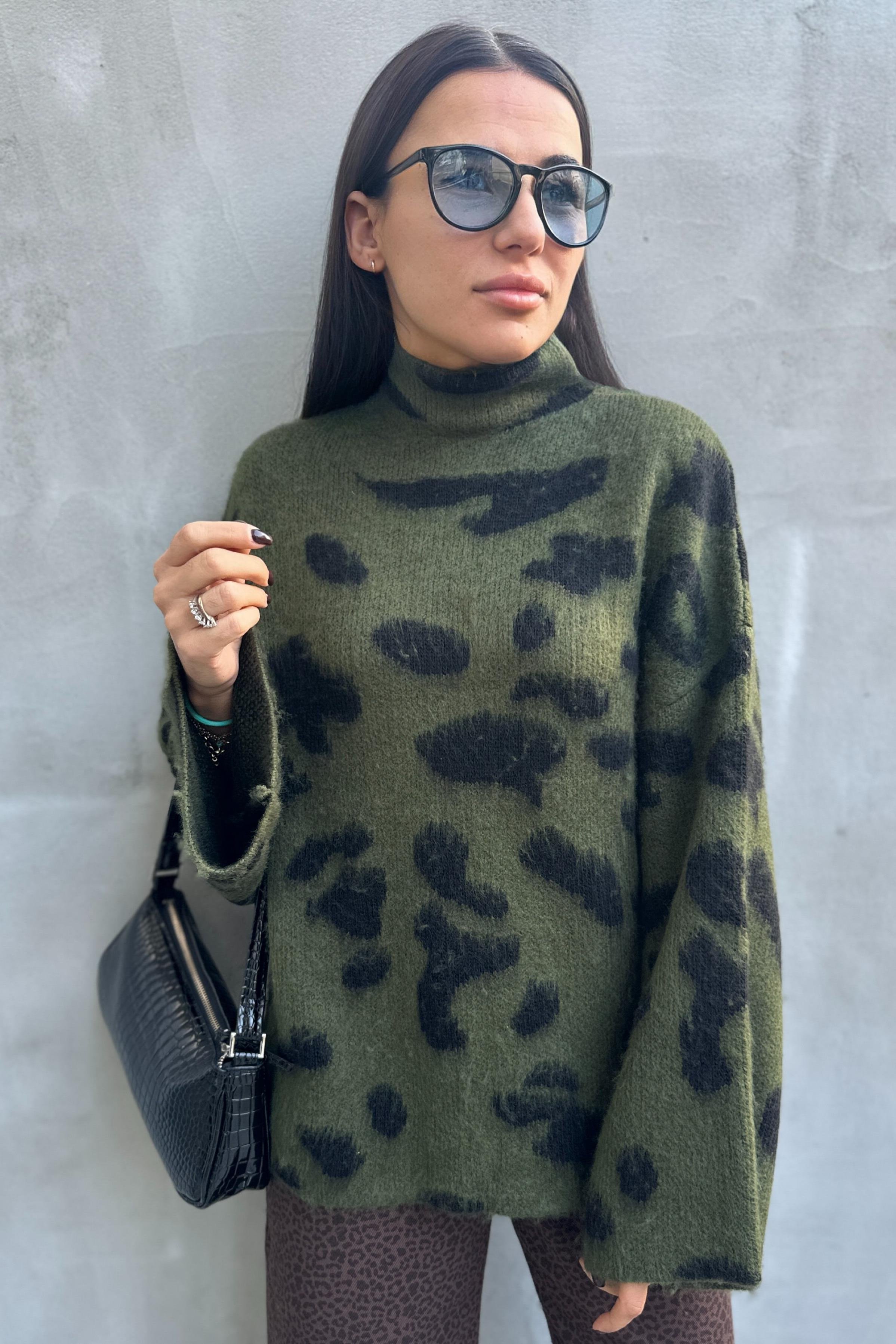 Dik Yaka Haki Leopar Desen KazakKAZAK