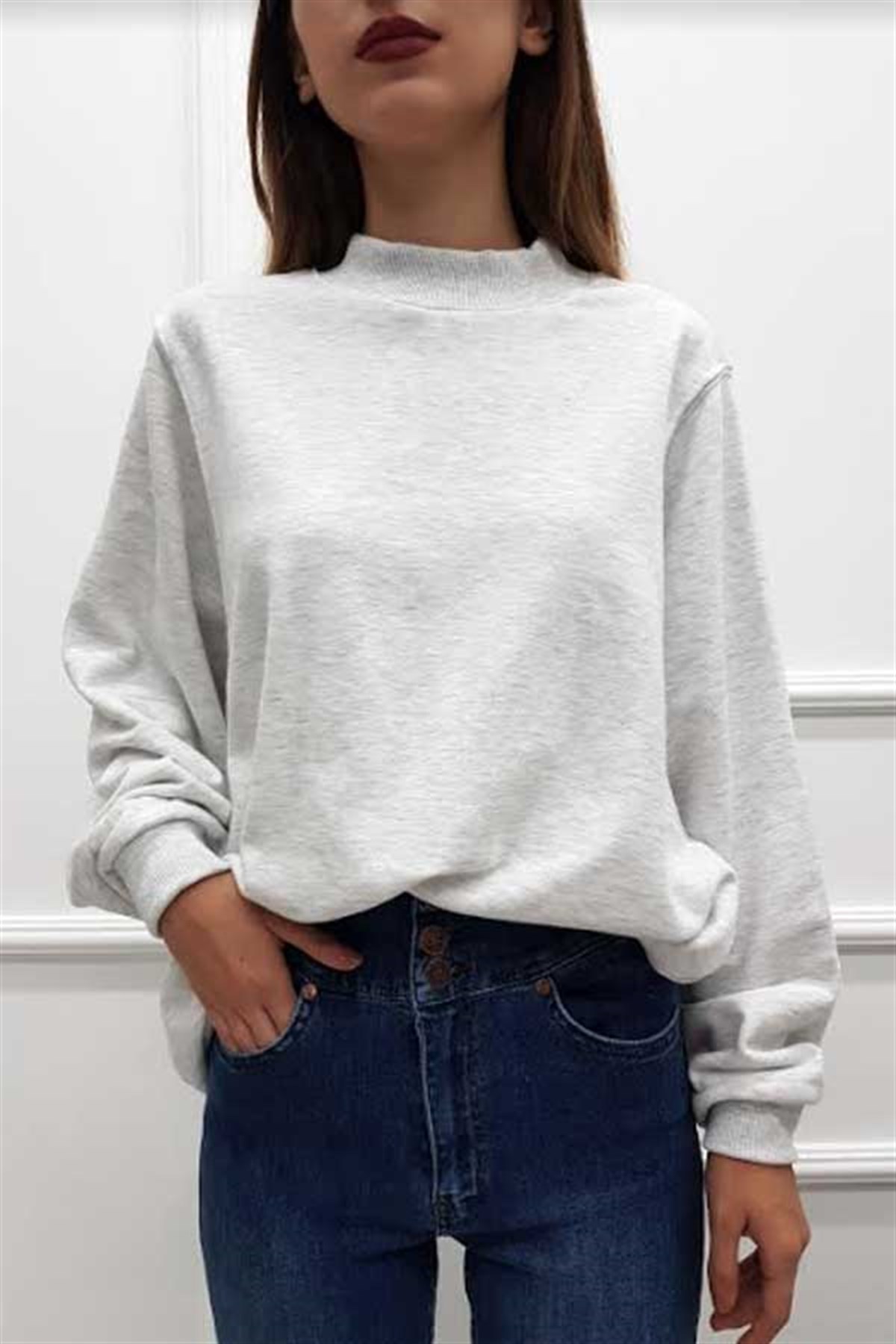 Dik Yaka Yarasa Kol Sweatshirt