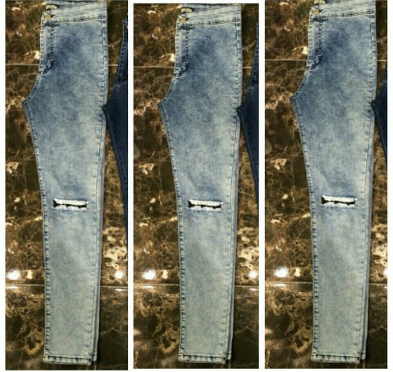 Dizleri Kesik Taşlanmış Skinny Jeam