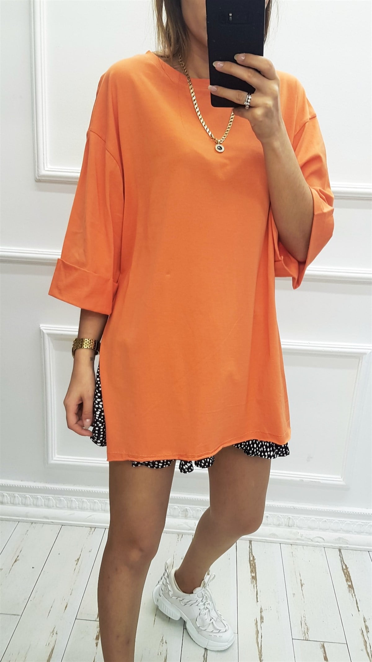 Duble Kol Yırtmaçlı Basic Tshirt