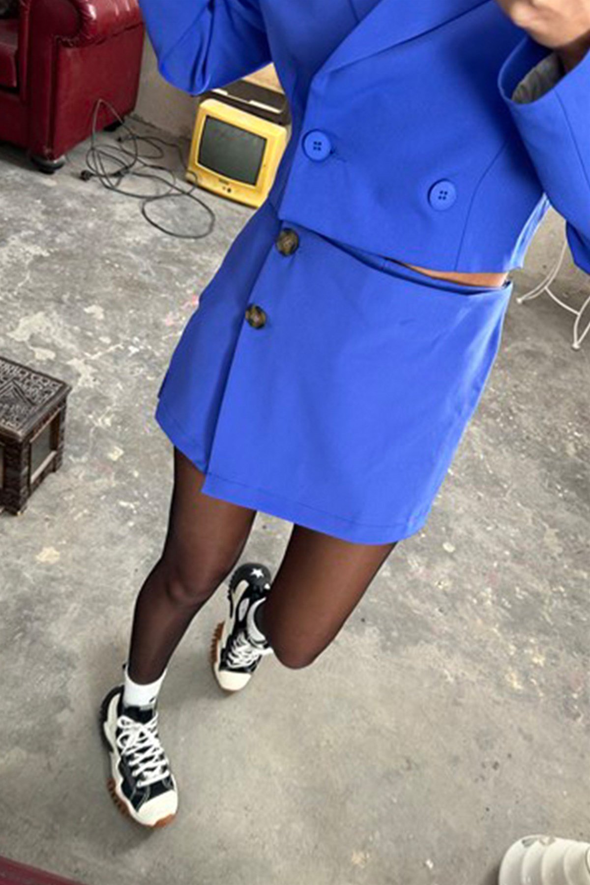 Düğme Detay Mini Şort EtekETEK