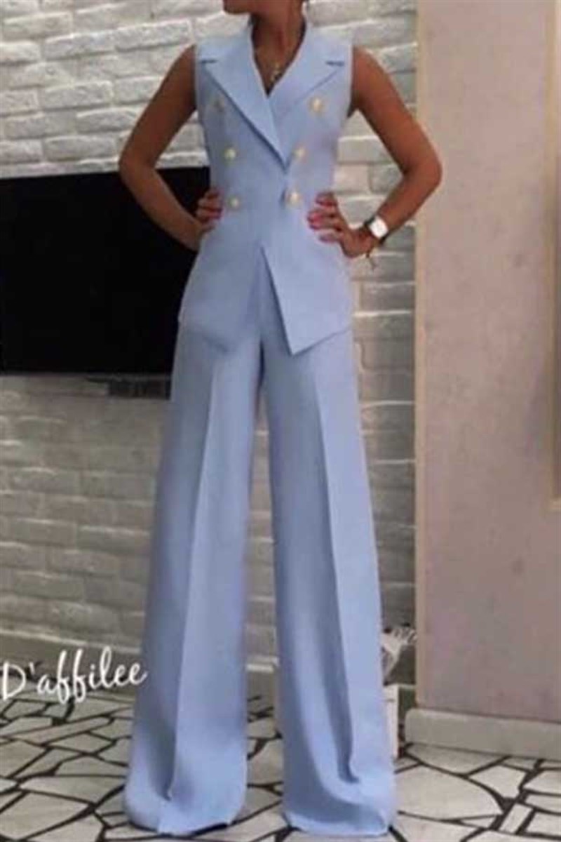 Düğmeli Yelek Pantalon Takım