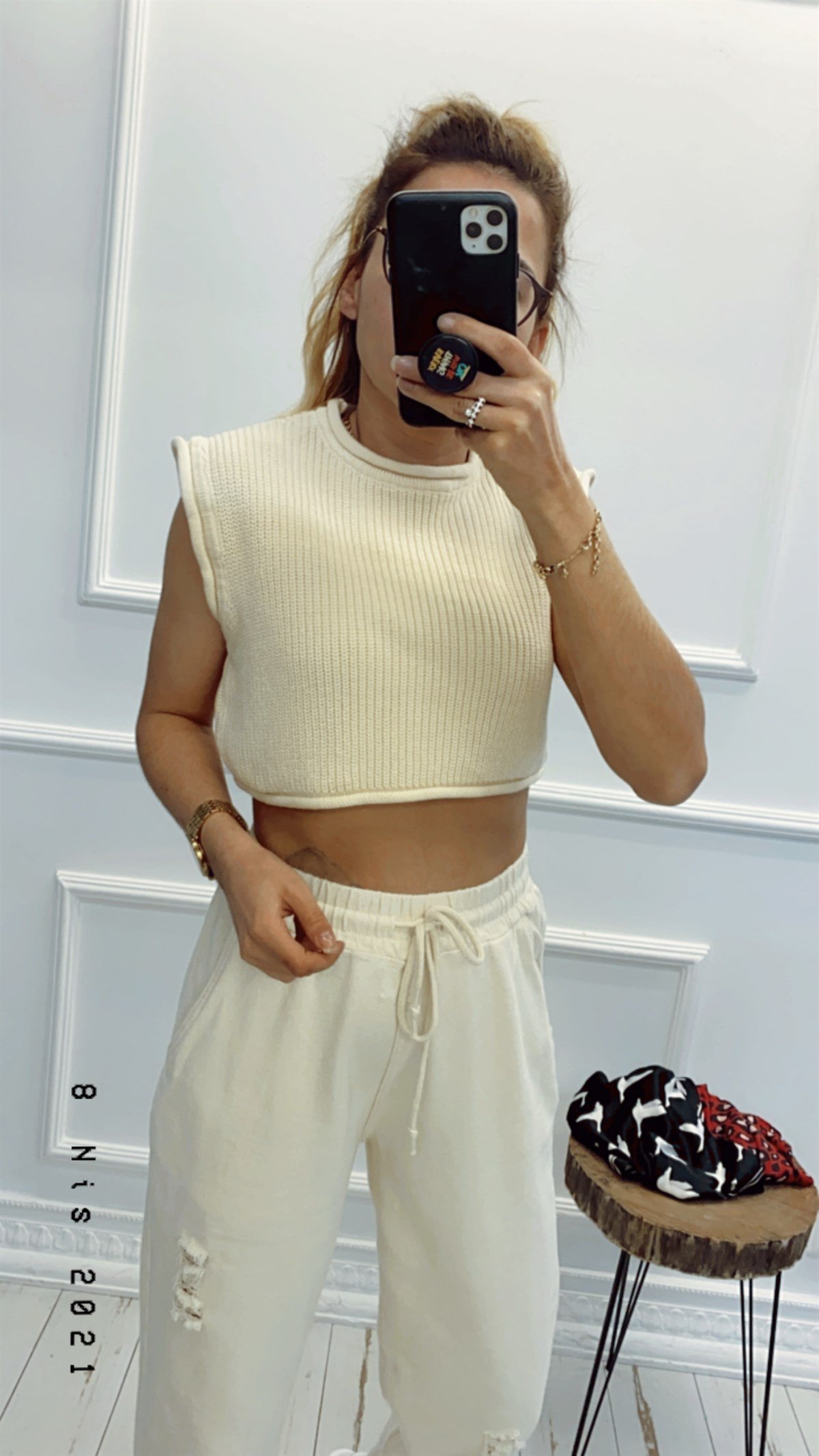 Düz Örme Crop Bluz