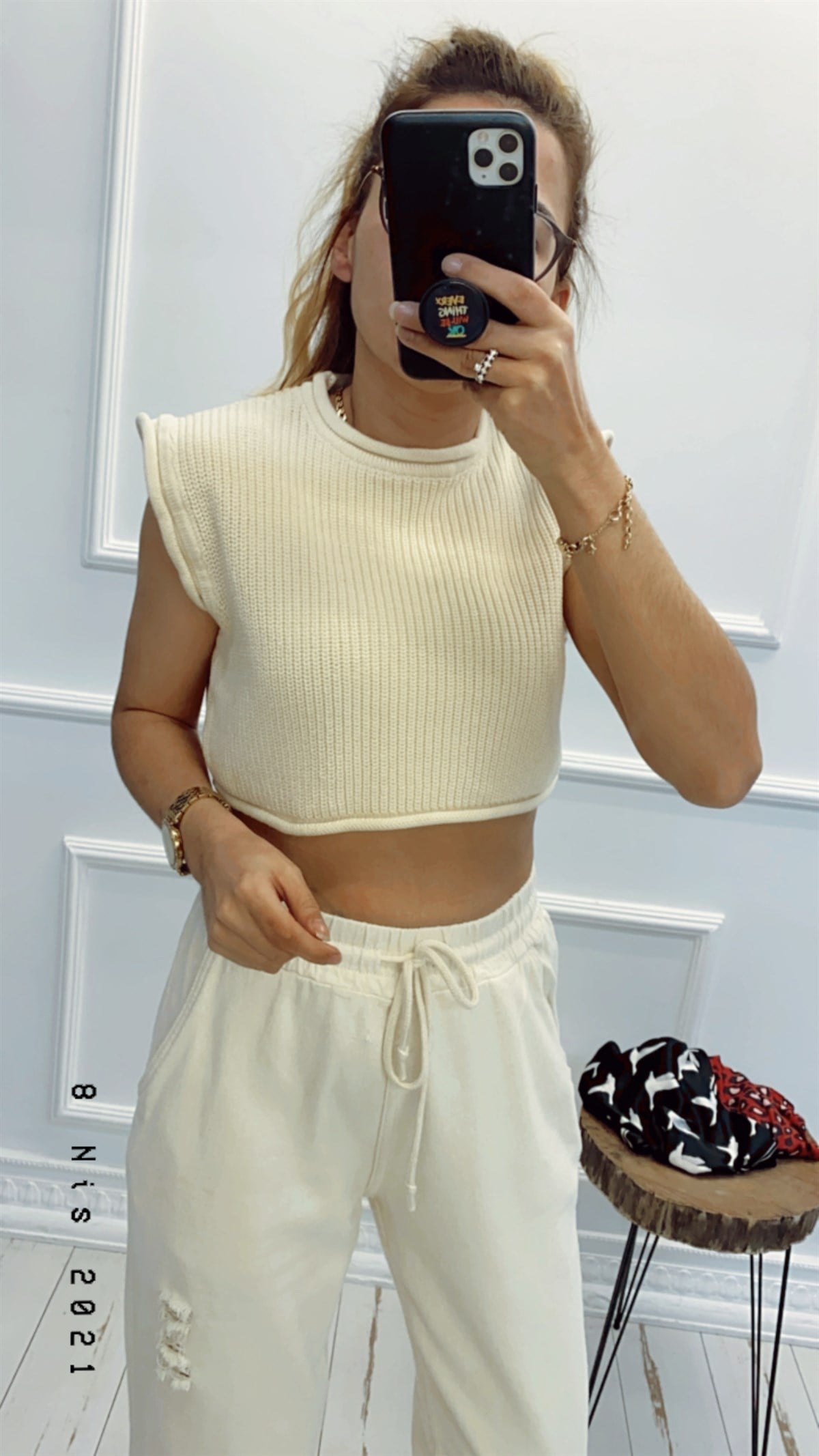 Düz Örme Crop Bluz