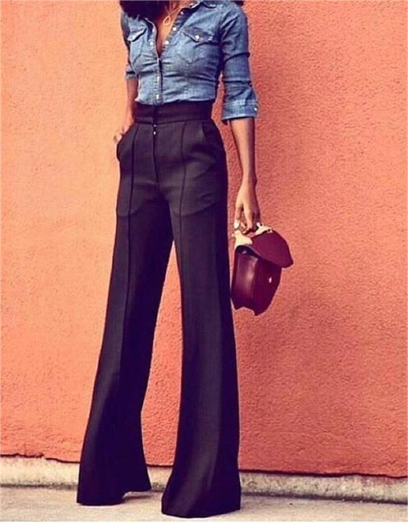 Yüksek Bel Bol Paça Pantalon