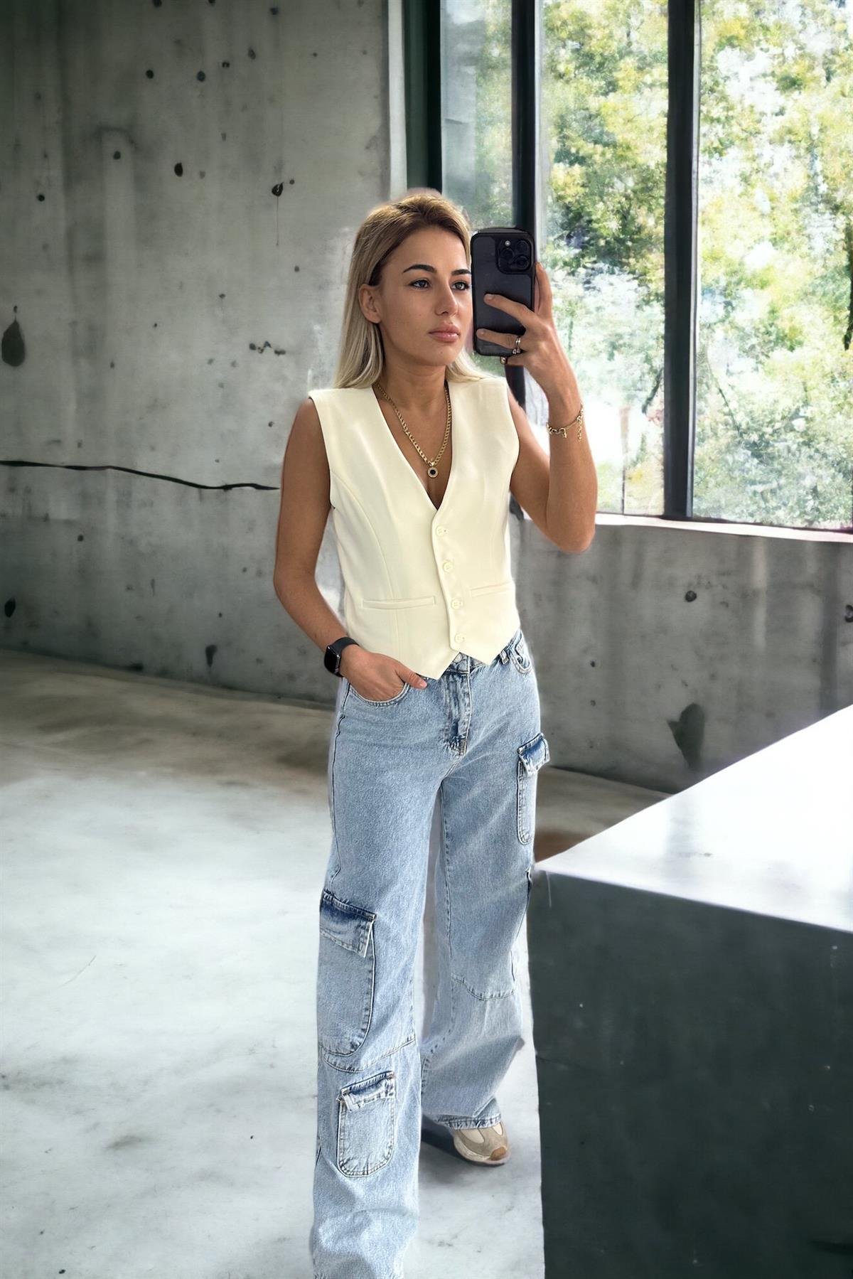 Ekru Blazer YelekMONT/CEKET