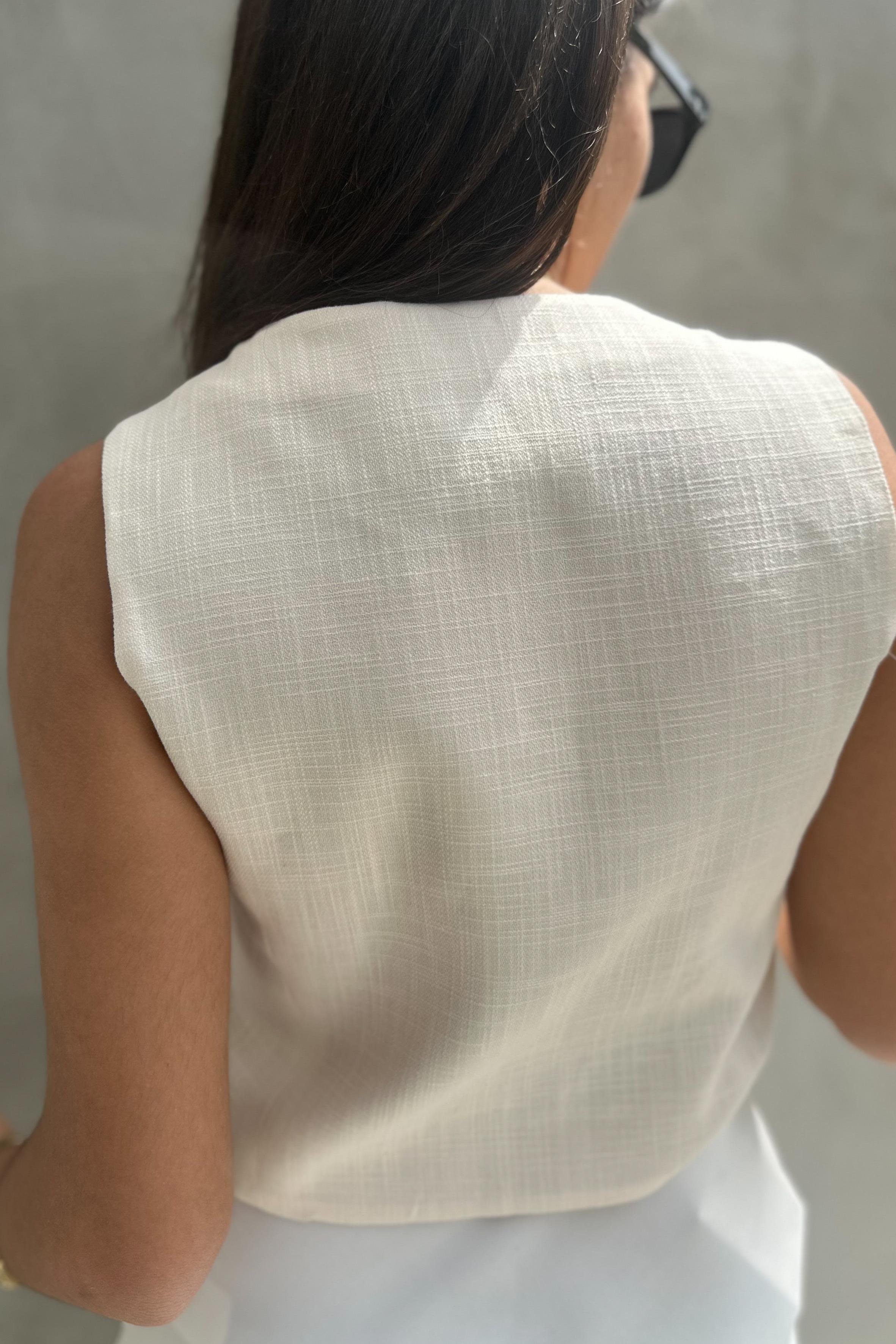 Ekru Keten Blazer YelekMONT/CEKET