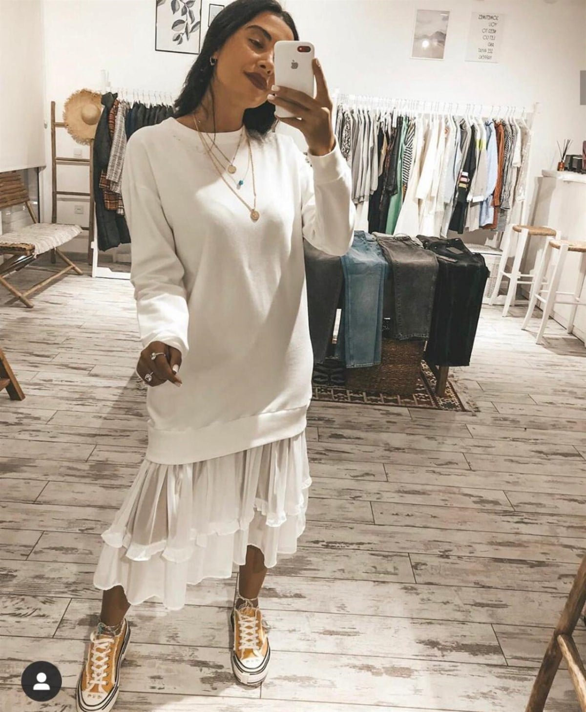 Etek Ucu Tül Detay Sweat Elbise